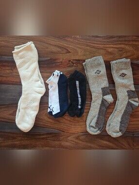 Men's Socks - Gray, Military Wool Socks, Crew, 5 Pair Altogether